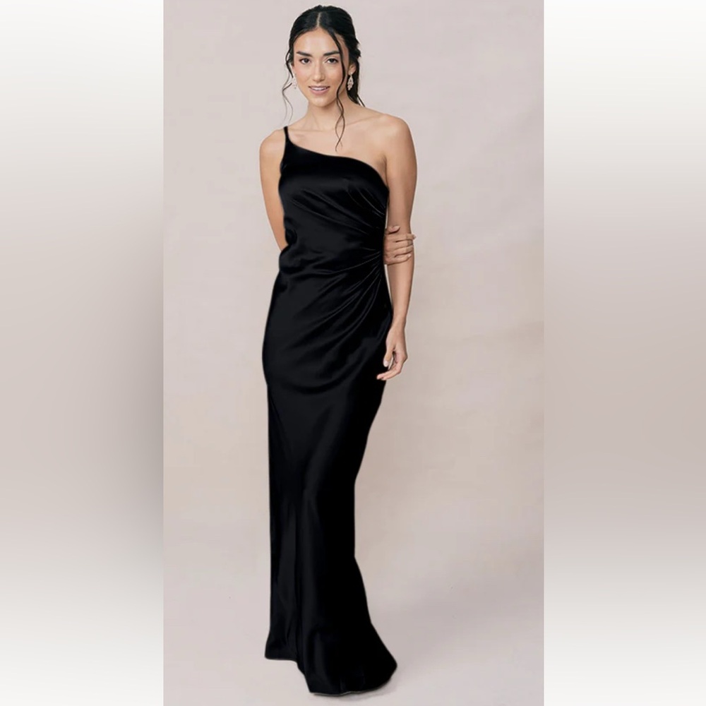 REVELRY Jade Satin Black Dress